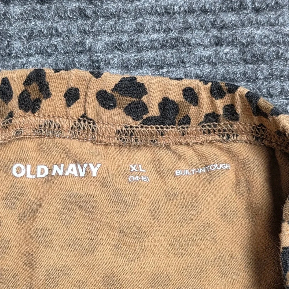 Old Navy Leopard Print Pajama Set Softest Tee and Leggings‎ Girl's Size XL 14-16